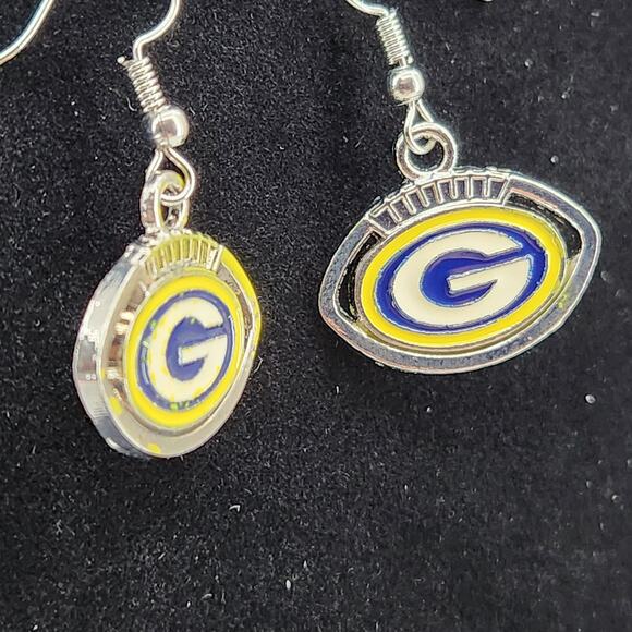 NFL Green Bay Packers Football shaped dangle earrings FLAWS - READ - Picture 3 of 5